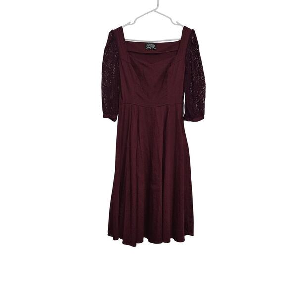 Hearts & Roses Retro 50’s Pinup Lace Sweetheart Dress Size 6 Small Burgundy - Picture 2 of 8
